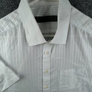 Givenchy Men Short Sleeve Button Up Shirt Striped White Size 105 Cotton Blend